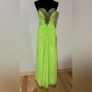Sparkle 71272 Charteuse Green Strapless Beaded Chiffon Prom dress NEW 10
